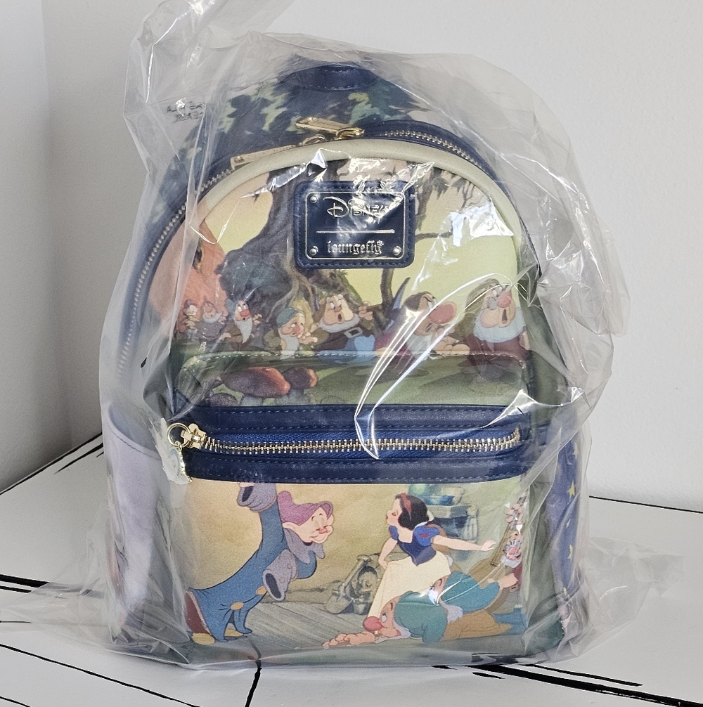 ๐ NWT Loungefly Disney Snow White and the Seven Dwarfs Scenes Mini Backpack - Picture 7 of 10